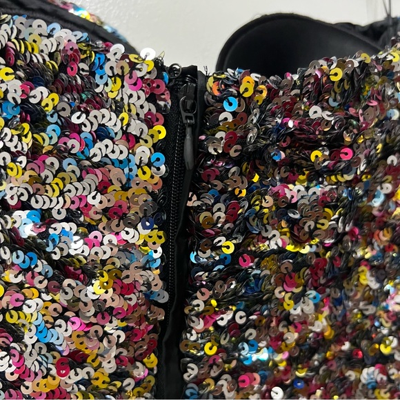 The Attico Sequin Cutout Strapless Crop Top Multicolor Size 40 (Small) - Picture 8 of 13